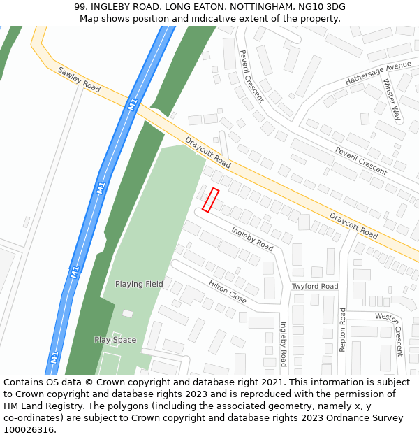 99, INGLEBY ROAD, LONG EATON, NOTTINGHAM, NG10 3DG: Location map and indicative extent of plot