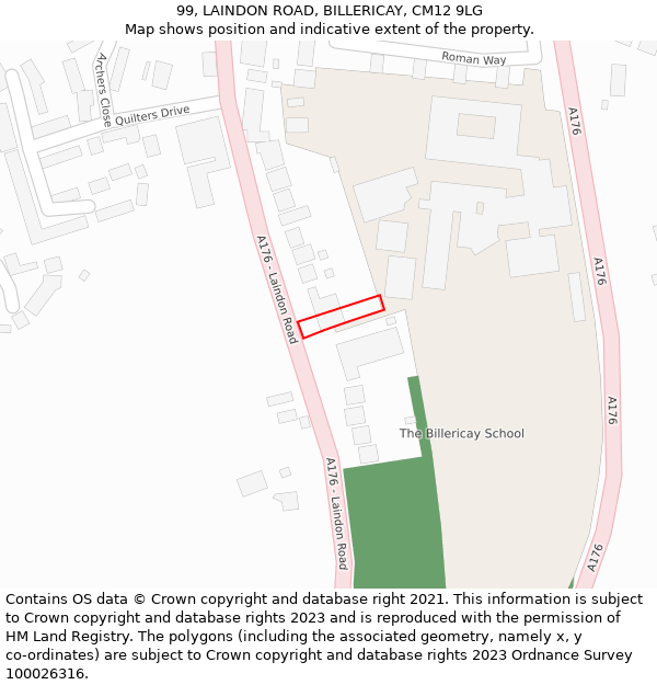 99, LAINDON ROAD, BILLERICAY, CM12 9LG: Location map and indicative extent of plot