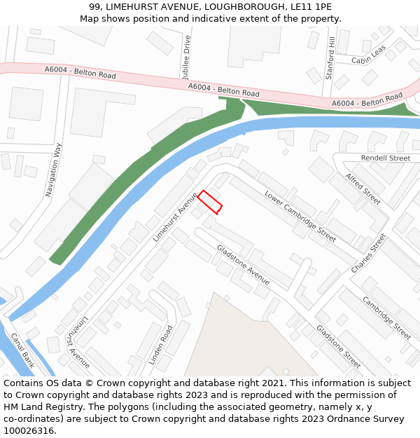 99, LIMEHURST AVENUE, LOUGHBOROUGH, LE11 1PE: Location map and indicative extent of plot