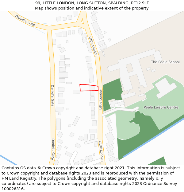 99, LITTLE LONDON, LONG SUTTON, SPALDING, PE12 9LF: Location map and indicative extent of plot