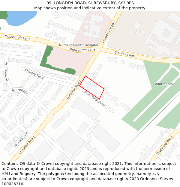 99, LONGDEN ROAD, SHREWSBURY, SY3 9PS: Location map and indicative extent of plot