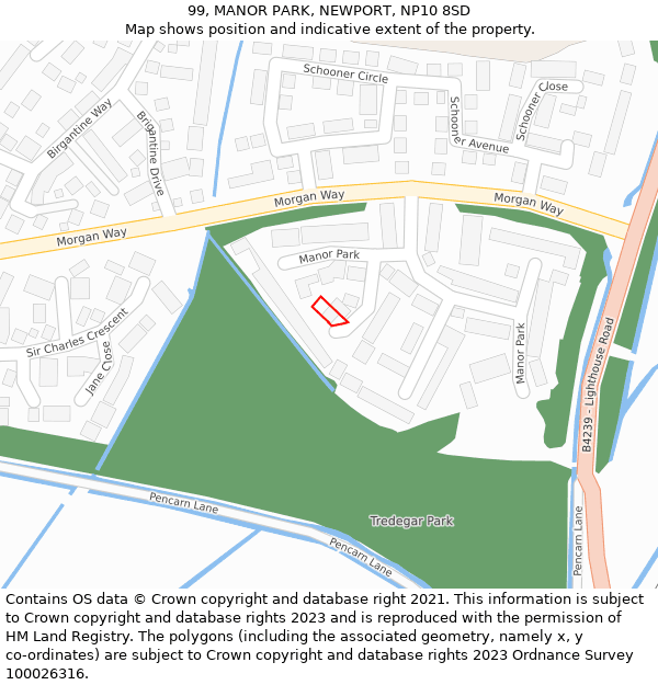 99, MANOR PARK, NEWPORT, NP10 8SD: Location map and indicative extent of plot