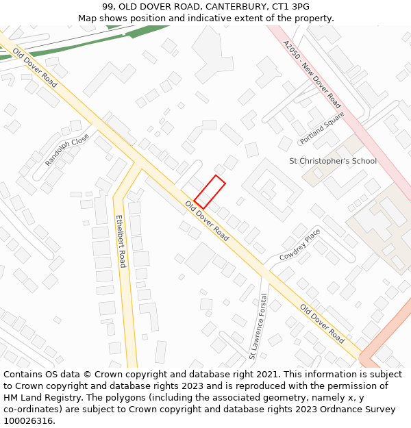 99, OLD DOVER ROAD, CANTERBURY, CT1 3PG: Location map and indicative extent of plot