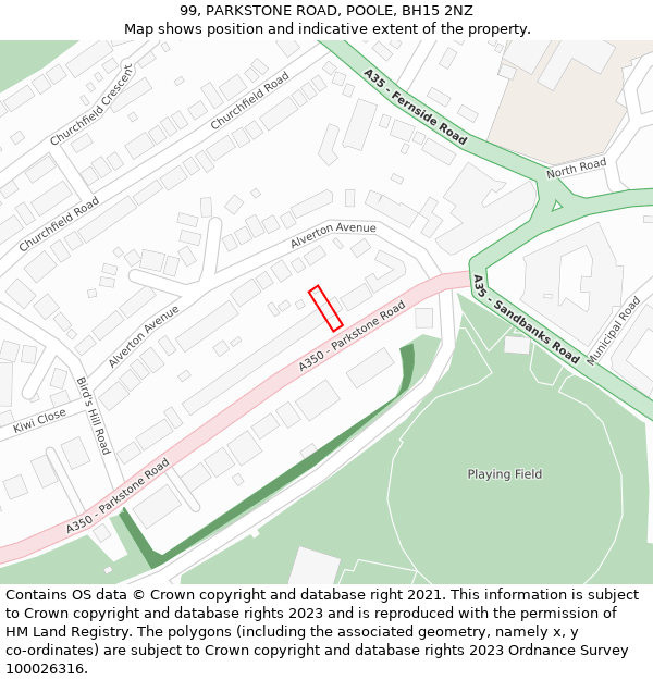 99, PARKSTONE ROAD, POOLE, BH15 2NZ: Location map and indicative extent of plot