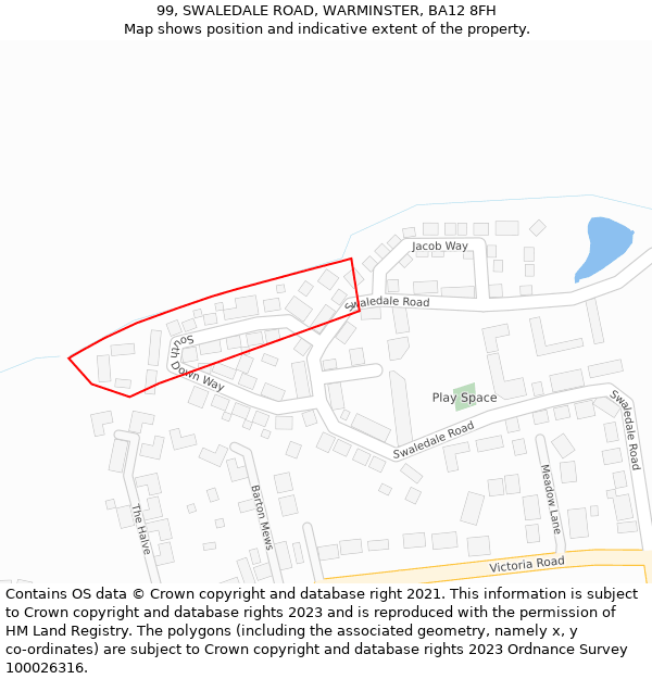 99, SWALEDALE ROAD, WARMINSTER, BA12 8FH: Location map and indicative extent of plot