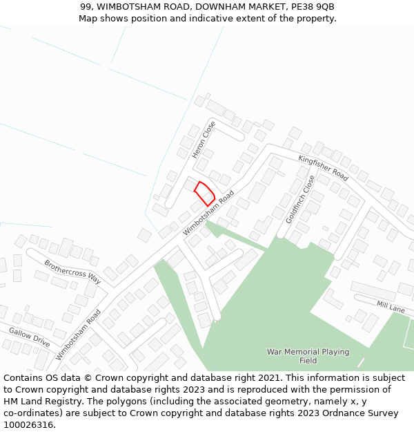 99, WIMBOTSHAM ROAD, DOWNHAM MARKET, PE38 9QB: Location map and indicative extent of plot