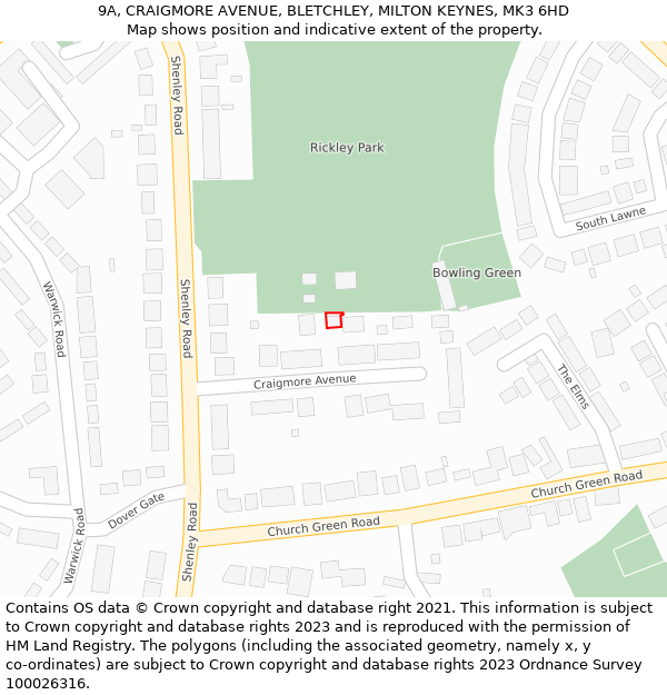 9A, CRAIGMORE AVENUE, BLETCHLEY, MILTON KEYNES, MK3 6HD: Location map and indicative extent of plot