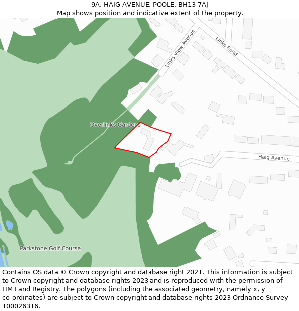 9A, HAIG AVENUE, POOLE, BH13 7AJ: Location map and indicative extent of plot