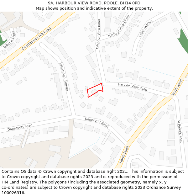 9A, HARBOUR VIEW ROAD, POOLE, BH14 0PD: Location map and indicative extent of plot