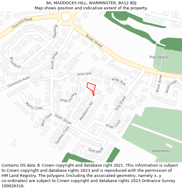 9A, MADDOCKS HILL, WARMINSTER, BA12 8DJ: Location map and indicative extent of plot