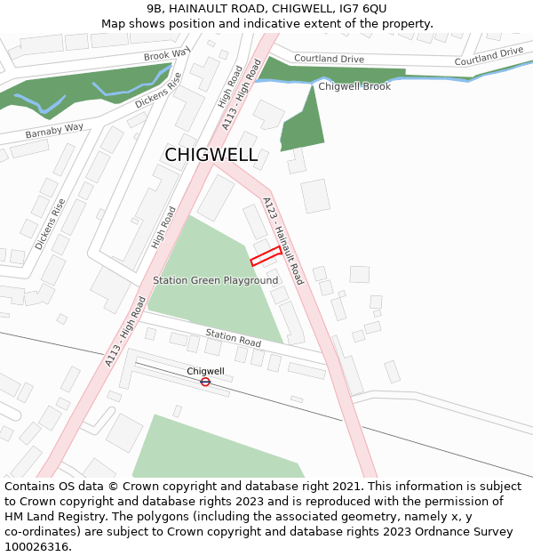 9B, HAINAULT ROAD, CHIGWELL, IG7 6QU: Location map and indicative extent of plot