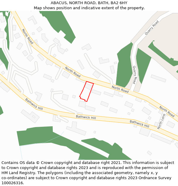 ABACUS, NORTH ROAD, BATH, BA2 6HY: Location map and indicative extent of plot