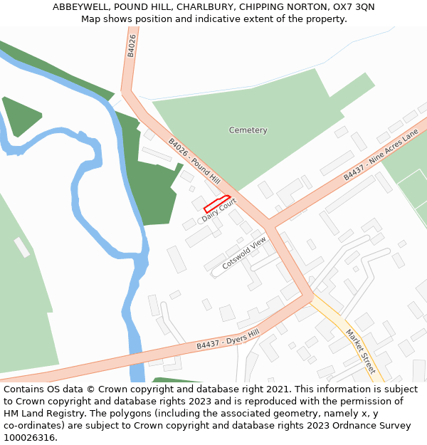 ABBEYWELL, POUND HILL, CHARLBURY, CHIPPING NORTON, OX7 3QN: Location map and indicative extent of plot