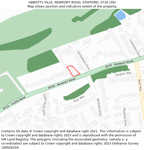 ABBOTTS VILLE, NEWPORT ROAD, STAFFORD, ST16 1DH: Location map and indicative extent of plot