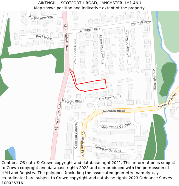 AIKENGILL, SCOTFORTH ROAD, LANCASTER, LA1 4NU: Location map and indicative extent of plot