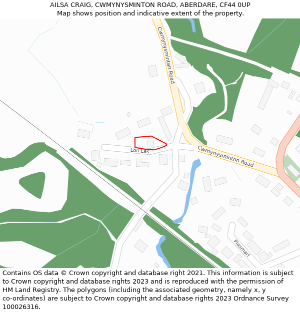 AILSA CRAIG, CWMYNYSMINTON ROAD, ABERDARE, CF44 0UP: Location map and indicative extent of plot