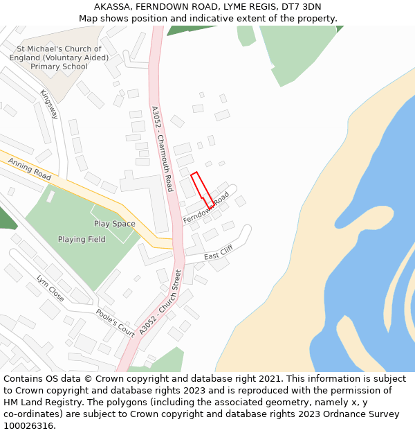 AKASSA, FERNDOWN ROAD, LYME REGIS, DT7 3DN: Location map and indicative extent of plot