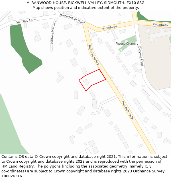 ALBANWOOD HOUSE, BICKWELL VALLEY, SIDMOUTH, EX10 8SG: Location map and indicative extent of plot