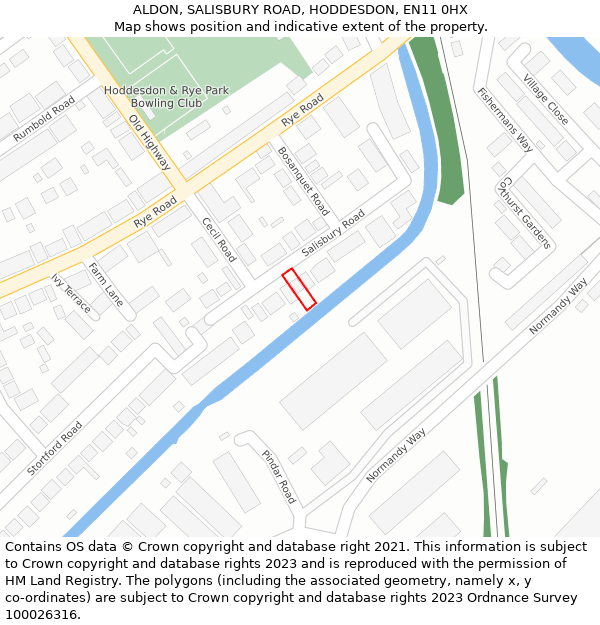 ALDON, SALISBURY ROAD, HODDESDON, EN11 0HX: Location map and indicative extent of plot