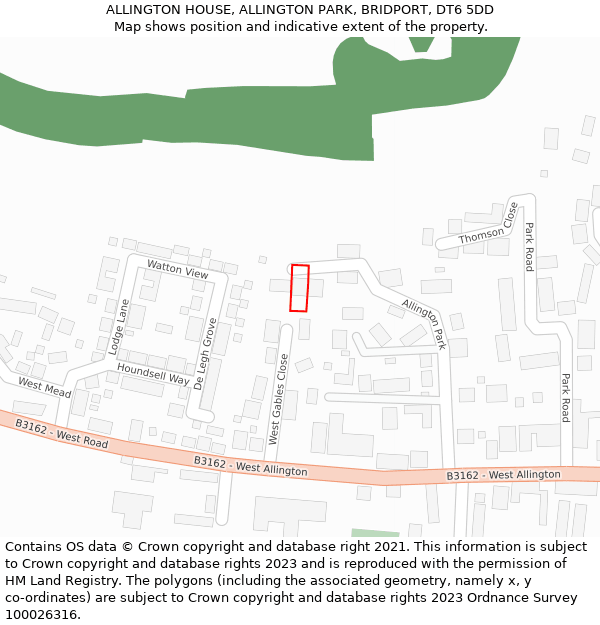 ALLINGTON HOUSE, ALLINGTON PARK, BRIDPORT, DT6 5DD: Location map and indicative extent of plot