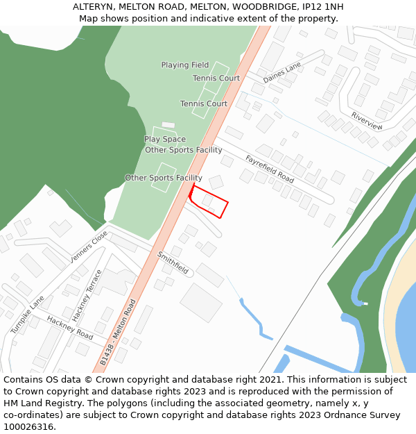 ALTERYN, MELTON ROAD, MELTON, WOODBRIDGE, IP12 1NH: Location map and indicative extent of plot