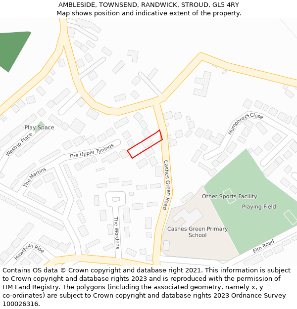 AMBLESIDE, TOWNSEND, RANDWICK, STROUD, GL5 4RY: Location map and indicative extent of plot