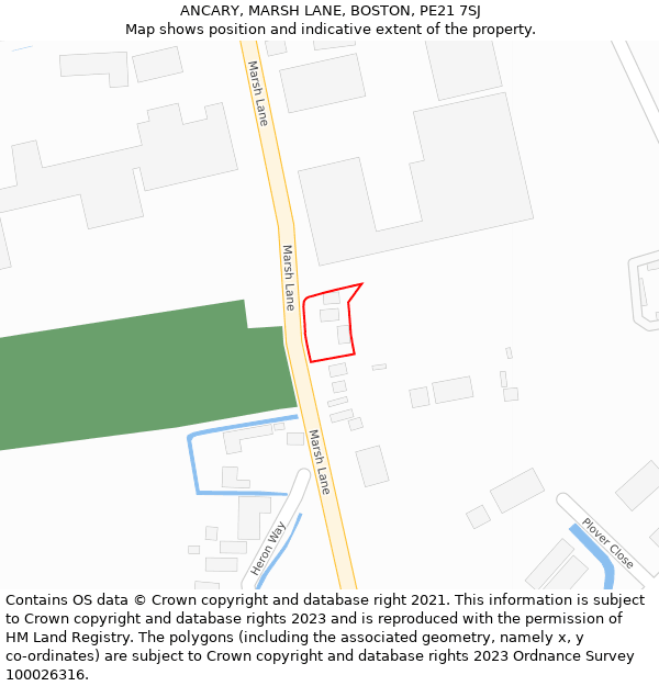 ANCARY, MARSH LANE, BOSTON, PE21 7SJ: Location map and indicative extent of plot