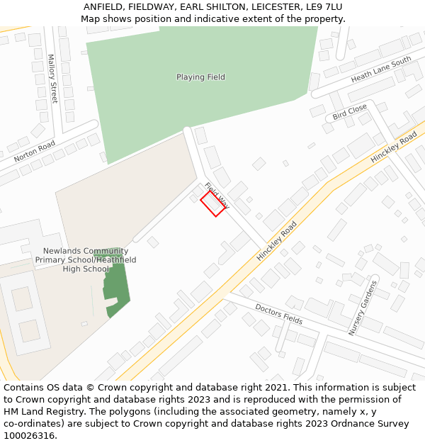 ANFIELD, FIELDWAY, EARL SHILTON, LEICESTER, LE9 7LU: Location map and indicative extent of plot