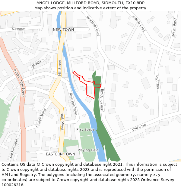 ANGEL LODGE, MILLFORD ROAD, SIDMOUTH, EX10 8DP: Location map and indicative extent of plot