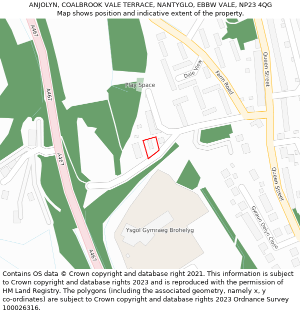 ANJOLYN, COALBROOK VALE TERRACE, NANTYGLO, EBBW VALE, NP23 4QG: Location map and indicative extent of plot