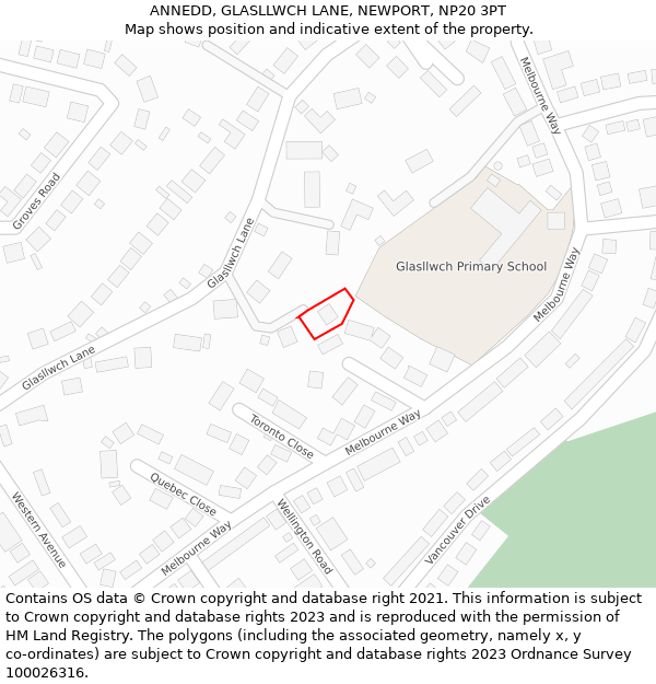 ANNEDD, GLASLLWCH LANE, NEWPORT, NP20 3PT: Location map and indicative extent of plot