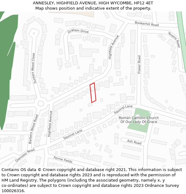 ANNESLEY, HIGHFIELD AVENUE, HIGH WYCOMBE, HP12 4ET: Location map and indicative extent of plot