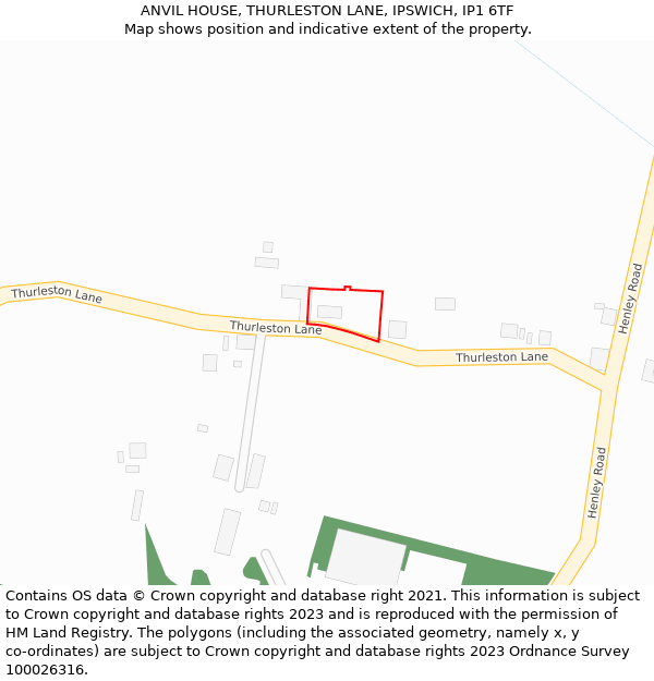 ANVIL HOUSE, THURLESTON LANE, IPSWICH, IP1 6TF: Location map and indicative extent of plot