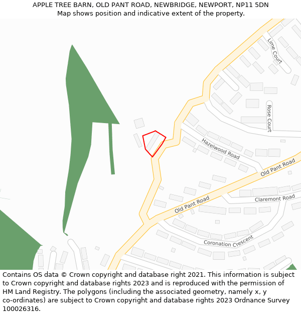 APPLE TREE BARN, OLD PANT ROAD, NEWBRIDGE, NEWPORT, NP11 5DN: Location map and indicative extent of plot