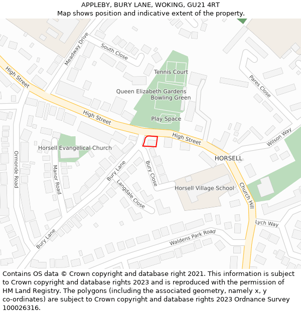 APPLEBY, BURY LANE, WOKING, GU21 4RT: Location map and indicative extent of plot