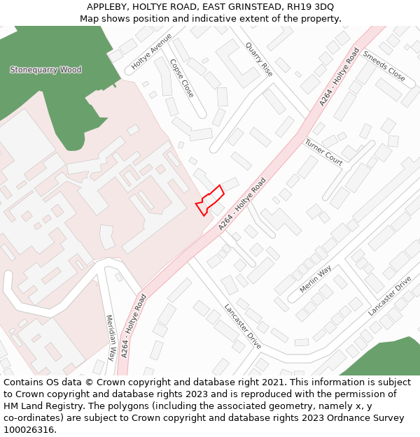 APPLEBY, HOLTYE ROAD, EAST GRINSTEAD, RH19 3DQ: Location map and indicative extent of plot