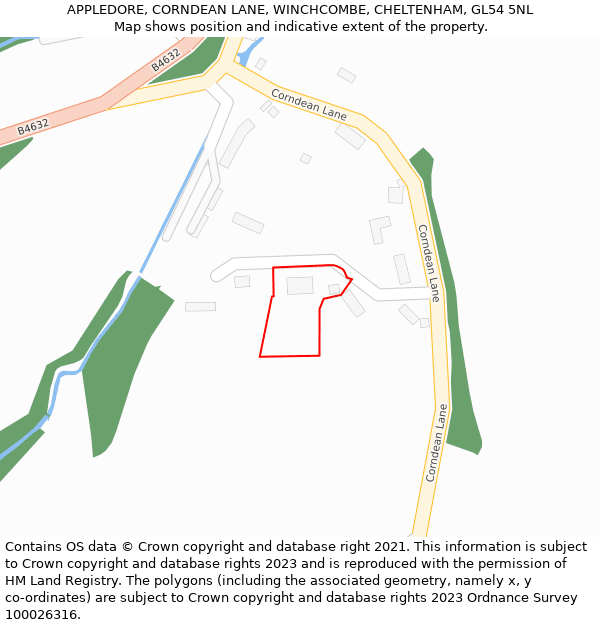 APPLEDORE, CORNDEAN LANE, WINCHCOMBE, CHELTENHAM, GL54 5NL: Location map and indicative extent of plot