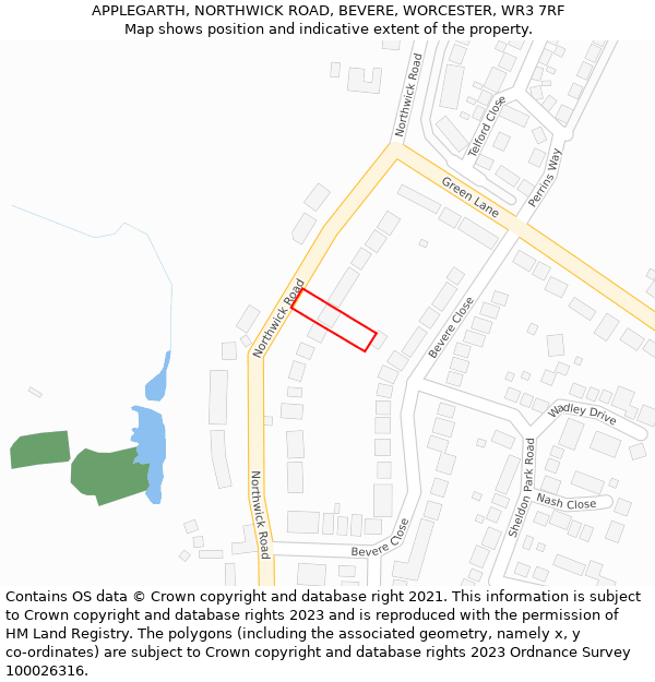 APPLEGARTH, NORTHWICK ROAD, BEVERE, WORCESTER, WR3 7RF: Location map and indicative extent of plot