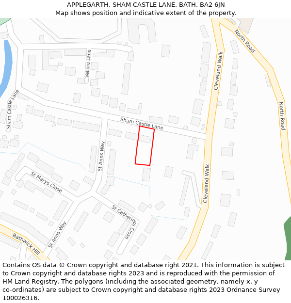 APPLEGARTH, SHAM CASTLE LANE, BATH, BA2 6JN: Location map and indicative extent of plot