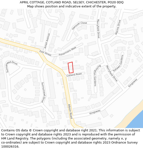 APRIL COTTAGE, COTLAND ROAD, SELSEY, CHICHESTER, PO20 0DQ: Location map and indicative extent of plot