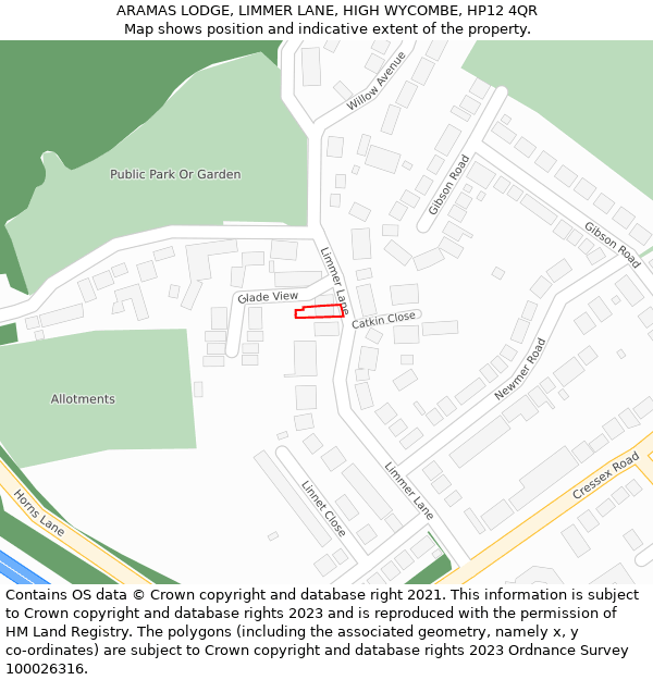 ARAMAS LODGE, LIMMER LANE, HIGH WYCOMBE, HP12 4QR: Location map and indicative extent of plot