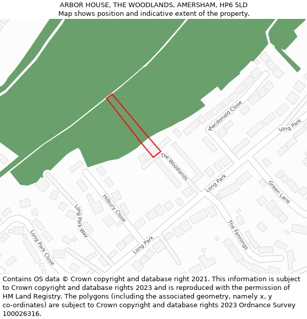 ARBOR HOUSE, THE WOODLANDS, AMERSHAM, HP6 5LD: Location map and indicative extent of plot