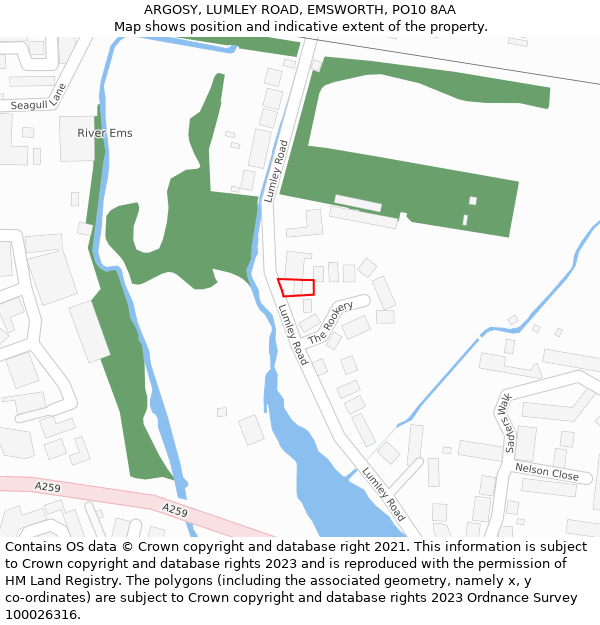 ARGOSY, LUMLEY ROAD, EMSWORTH, PO10 8AA: Location map and indicative extent of plot
