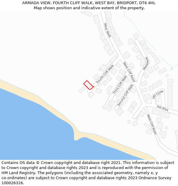 ARMADA VIEW, FOURTH CLIFF WALK, WEST BAY, BRIDPORT, DT6 4HL: Location map and indicative extent of plot