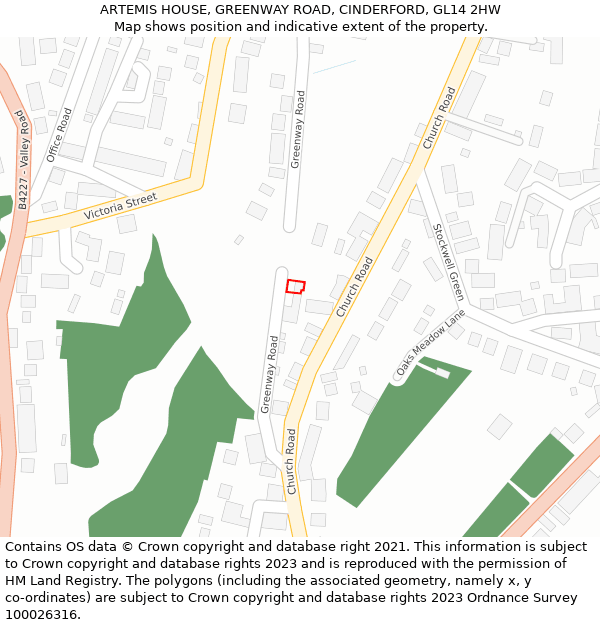 ARTEMIS HOUSE, GREENWAY ROAD, CINDERFORD, GL14 2HW: Location map and indicative extent of plot