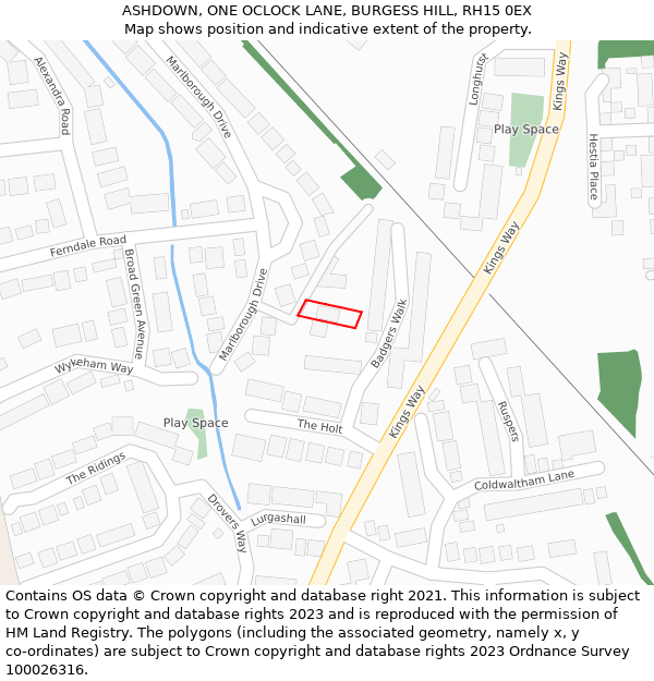 ASHDOWN, ONE OCLOCK LANE, BURGESS HILL, RH15 0EX: Location map and indicative extent of plot