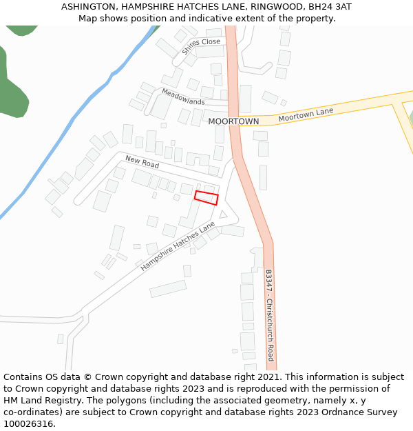 ASHINGTON, HAMPSHIRE HATCHES LANE, RINGWOOD, BH24 3AT: Location map and indicative extent of plot