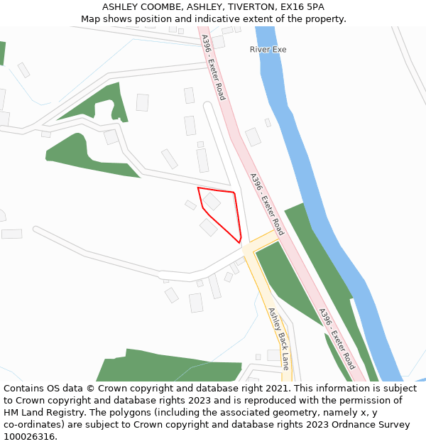ASHLEY COOMBE, ASHLEY, TIVERTON, EX16 5PA: Location map and indicative extent of plot
