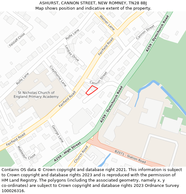 ASHURST, CANNON STREET, NEW ROMNEY, TN28 8BJ: Location map and indicative extent of plot