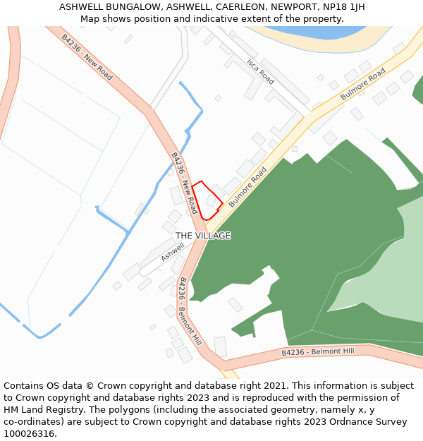 ASHWELL BUNGALOW, ASHWELL, CAERLEON, NEWPORT, NP18 1JH: Location map and indicative extent of plot